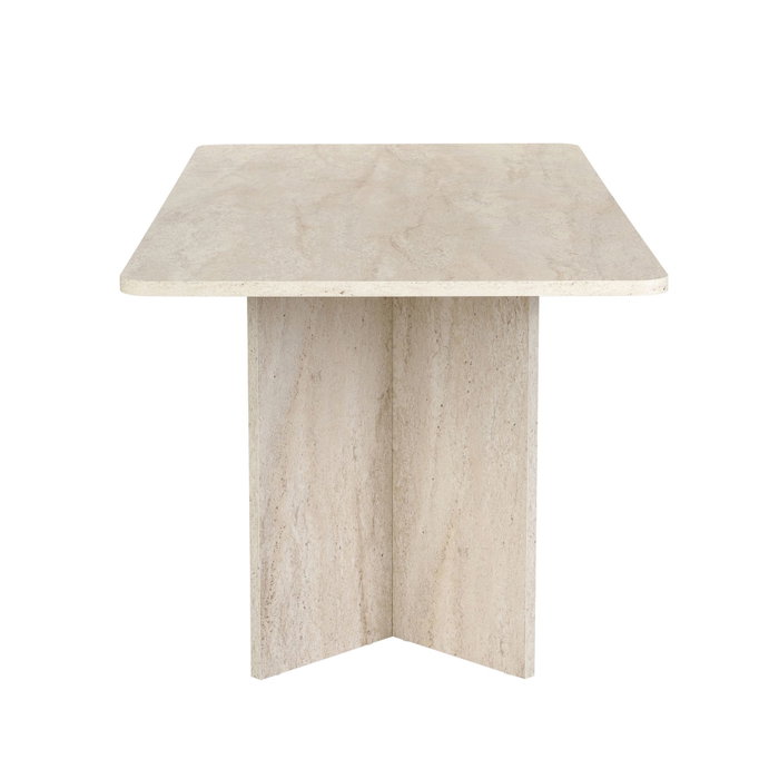 Hanah Home - Mesa de Comedor Travertino, 180x90x75 cm, Color Beige/Mármol, Tablero de Melamina, Capacidad 70 kg